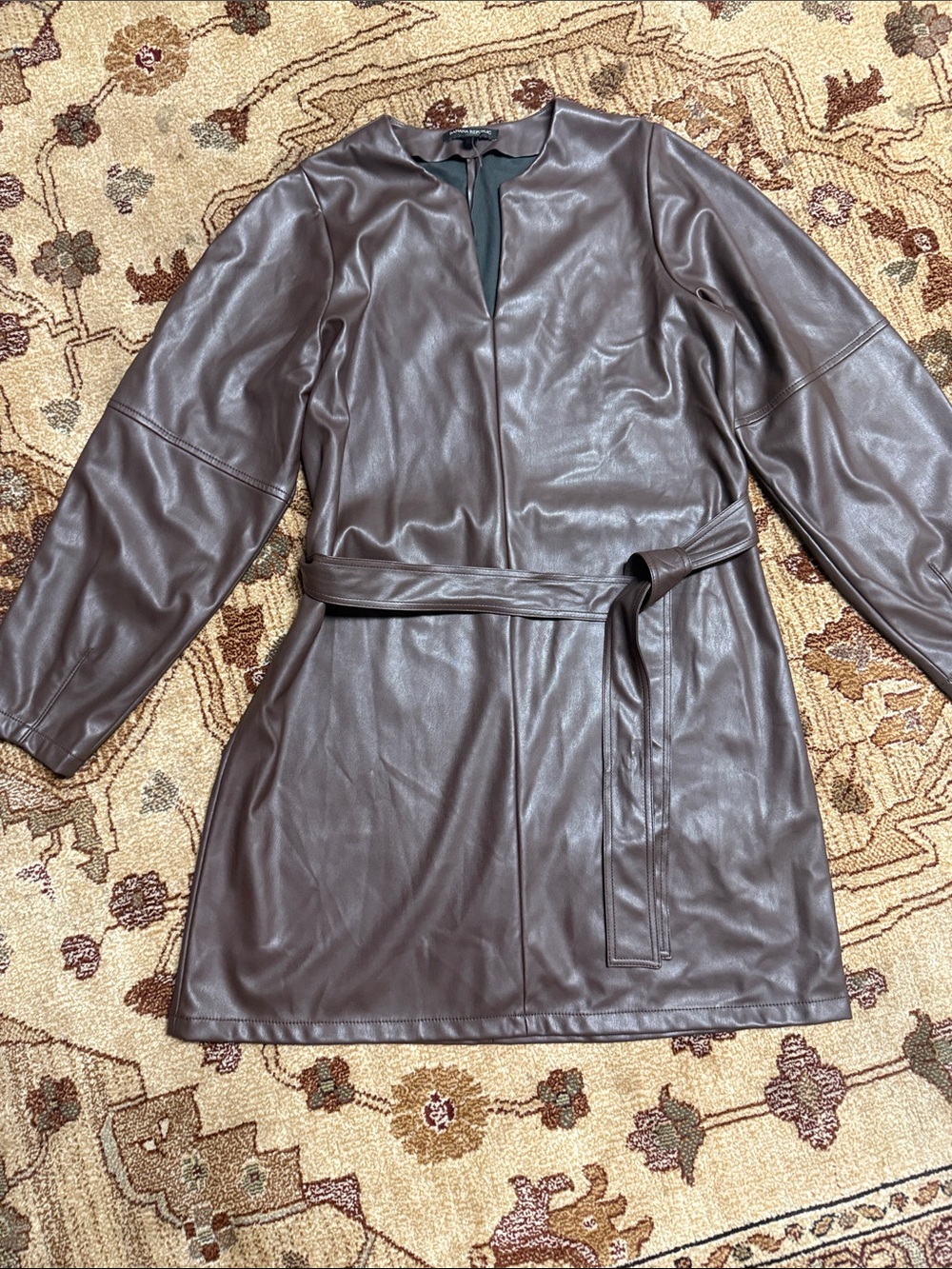 Banana Republic outlet faux brown leather dress with belt medium tall